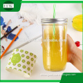 OEM Custom glass jar with lid and straws with free sample